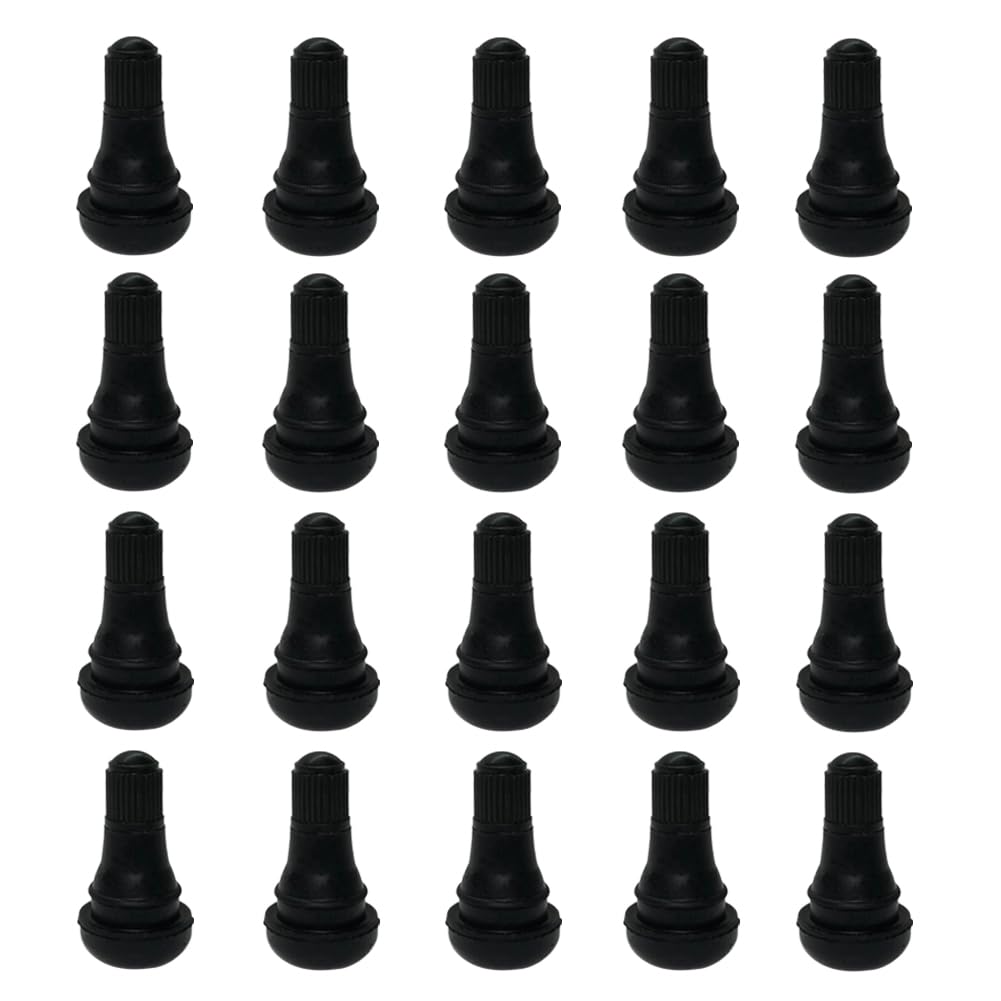 20Pcs TR412 Tubeless Valve Stems, Black Rubber Snap-in Valves Tubeless Tire Valve Stems Replacement for Tubeless 0.453 inches Rim Holes on Standard Auto Tires