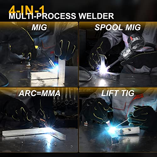 Flameweld Mig Welder Machine - 3 In 1 Gas/Gasless Mig, Spool Gun Mig, Lift Tig/Stick Welding Machine, 110/220V Dual Voltage, 175A Mig Welding Machine #TOP1
