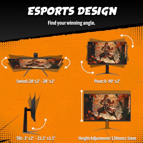 Image of AOC 27 inch Gaming Monitor QHD 240Hz QD OLED G-SYNC Compatible 0.03ms, Q27GAZDV | 2560x1440 Computer Monitor, True Black HDR, USB 3.2, HDMI 2.1, Height Adjustable Stand, VESA Mount