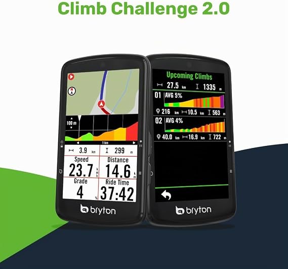 Bryton Rider S810 GPS-Fahrradcomputer Bundle mit 35 Farb-Touchscreen mit 2.5D-Glas 50 Std. Akkulaufzeit Offline-Europakarte Turn-by-Turn-Navigation ANT+/BLE Strava Live Segmente mit Sensoren