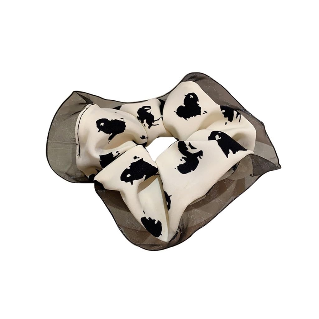 Corde à cheveux organza calico noir et blanc accessoire idéal pour coiffure chic
