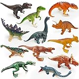 SpriteGru 12 Dinosaur Figurines for Kids, Plastic Animal Toys Tiny Portable Dinosaur Figures Playset Montessori Toy Educational Game for Homeschool Preschool Toddler Kids