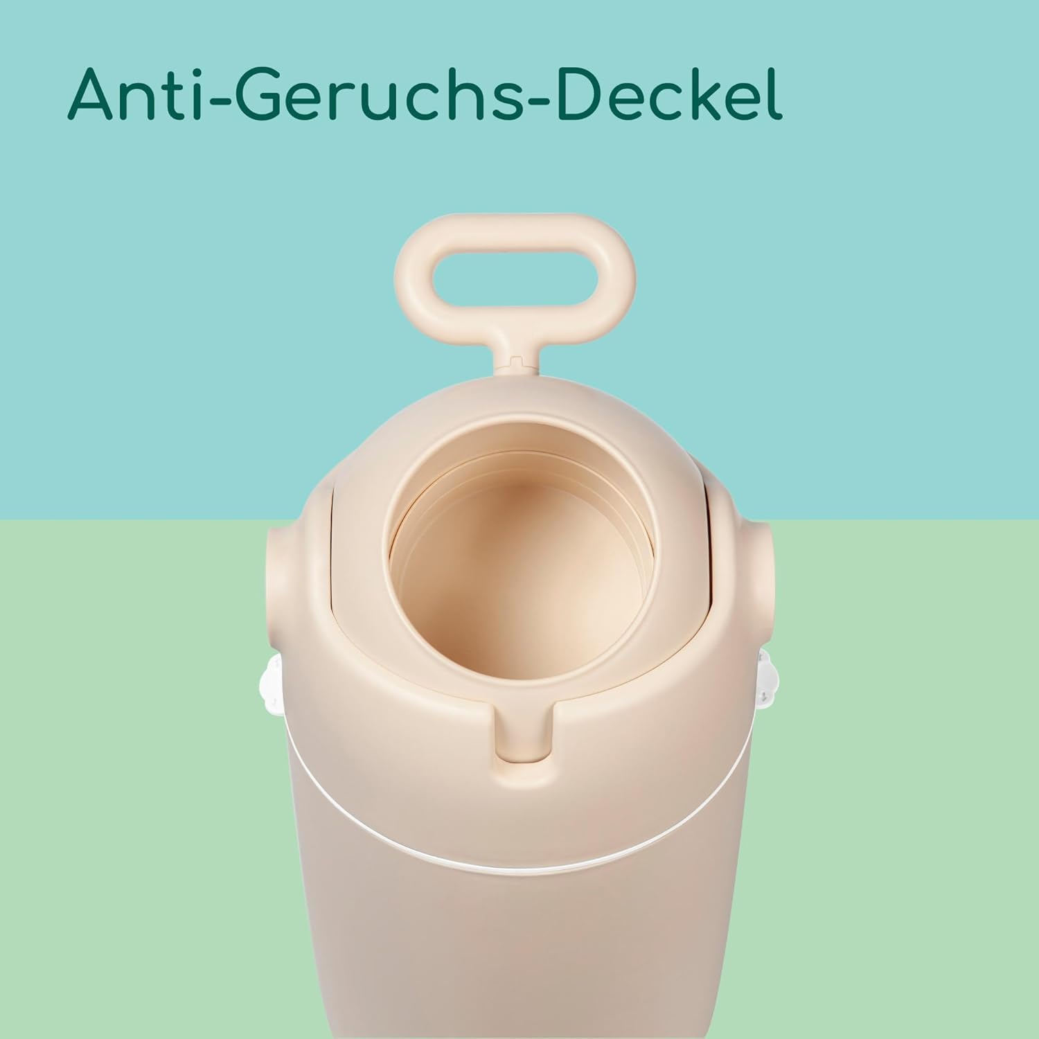 Bebeconfort geruchsdichter Windeleimer Größe M, Windeleimer, Deckel geruchsdicht, für alle Müllbeutel, für bis zu 20 Windeln, Bedienung mit einer Hand, praktische Größe, leicht zu reinigen, Sand