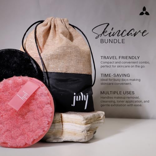 Image of July Soft & Gentle Cleansing Reusable Makeup Remover Cleansing Pads - Pack of 2 | Easily Removes Stubborn Face & Eye Makeup (Big, Pink & Brown)