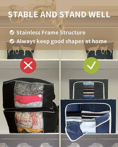 Image of Storage Box for clothes Cloth storage box wardrobe organizers (44 LTR Pack of 3, Blue Polka)