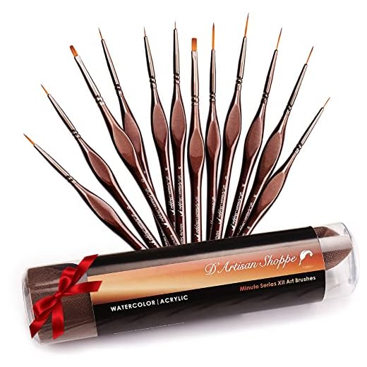 Juego de 12 pinceles de pintura en miniatura Minute Series XII para modelo, kit de pintura en miniatura, pinceles pequeños de artista para pintura acrílica, óleo y acuarela, martillo de guerra, 40 K