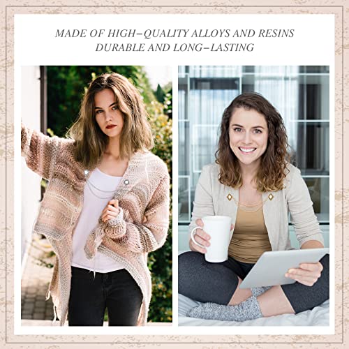 Vintage Sweater Shawl Chain Clips 4 Pcs Antique Cardigan Collar Holders Decorations Cardigan Clip Collar Pins Dress Sweater Collar Brooch for Women Girls Christmas Halloween3