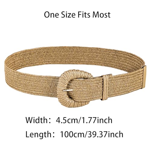 COTIM COYIN Women's Braided Waist Belt with Wide Woven Design and Chunky Buckle4