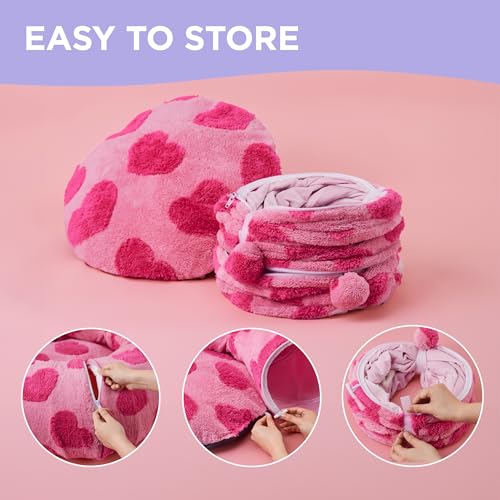 Image of Lesure Cat Tunnel Bed for Indoor Cats - Cute Cat Donut Tunnel Toys with Washable Circle Cushion, Valentine's Day Gifts for Cats, Round Pet Peekaboo Cave Toy for Kitten, Standard Lover Hearts