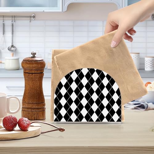 Black White Grid Napkin Holder Napkin Dispenser Acrylic Paper Tissue Storage for Kitchen Coffee Table 1 Pack by zylymx - Image 6