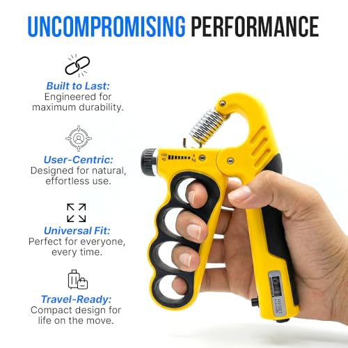 Image of Kyro Ring Hand Gripper 5-100 KG | Adjustable Grip Strengthener with Counter for Men & Women | Finger, Wrist & Forearm Strength Trainer | Heavy Duty Power Gripper for Home & Gym