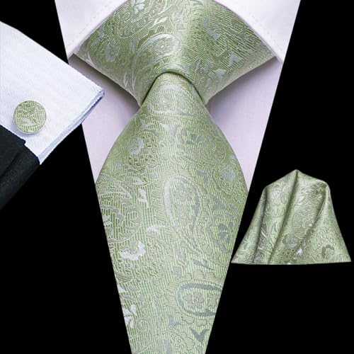 Image of Hi-Tie Men's Silk Ties Formal Woven Classic Necktie Pocket Square Cufflinks Lapel Pin Set Wedding Business