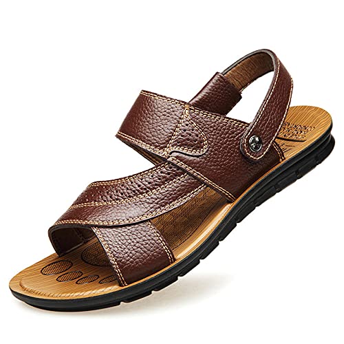 Lässige Sommersandalen aus Leder für Herren, weiche und bequeme wasserdichte und atmungsaktive schwarze Sandalen für den Außenbereich Cover