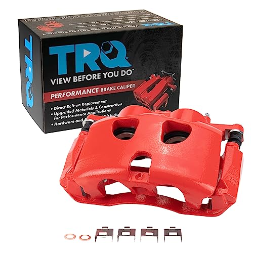 Image of TRQ Front Right Brake Caliper w /Bracket Performance Red Passenger Side