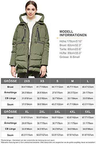 Orolay Damen Daunenmantel mit Verdickung Parka Kapuze Langer Puffer Mantel für Winter Gesteppte Gepolsterte Winddichte Oberbekleidung Gelb M