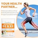 Premium Vitamin D3 & Vitamin K2 (MK-7) 120 Virgin Coconut Oil Softgels, 2 in 1 Vitamin D3 K2 Supplement Support Immune, Bones & Muscle Health, Easy to Swallow and Absorb | Gluten Free - Image 8