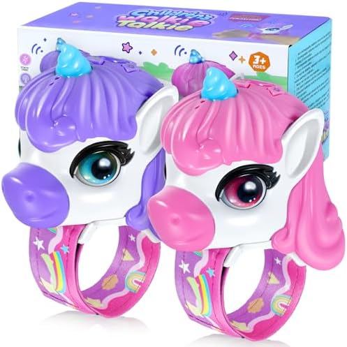 Vvinca Walkie Talkies for Kids 2 Pack, Unicorn Toys for Girls Age 3-4-5-6-7 Birthday Gift 8 9 10 11 12 Year Old Long Range Camping Outdoor Toddler Toy Magical Pony Walkie-Talkie