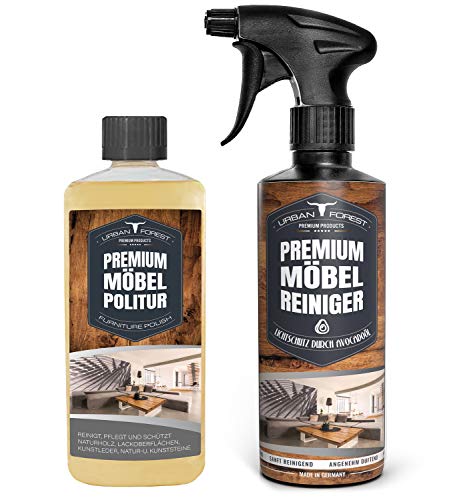 Limpiador de muebles prémium, cuidado y limpieza de muebles, superficies de barniz, superficies de plástico, cuero sintético, natural y piedras artificiales, superficies de piel, bosques urbanos