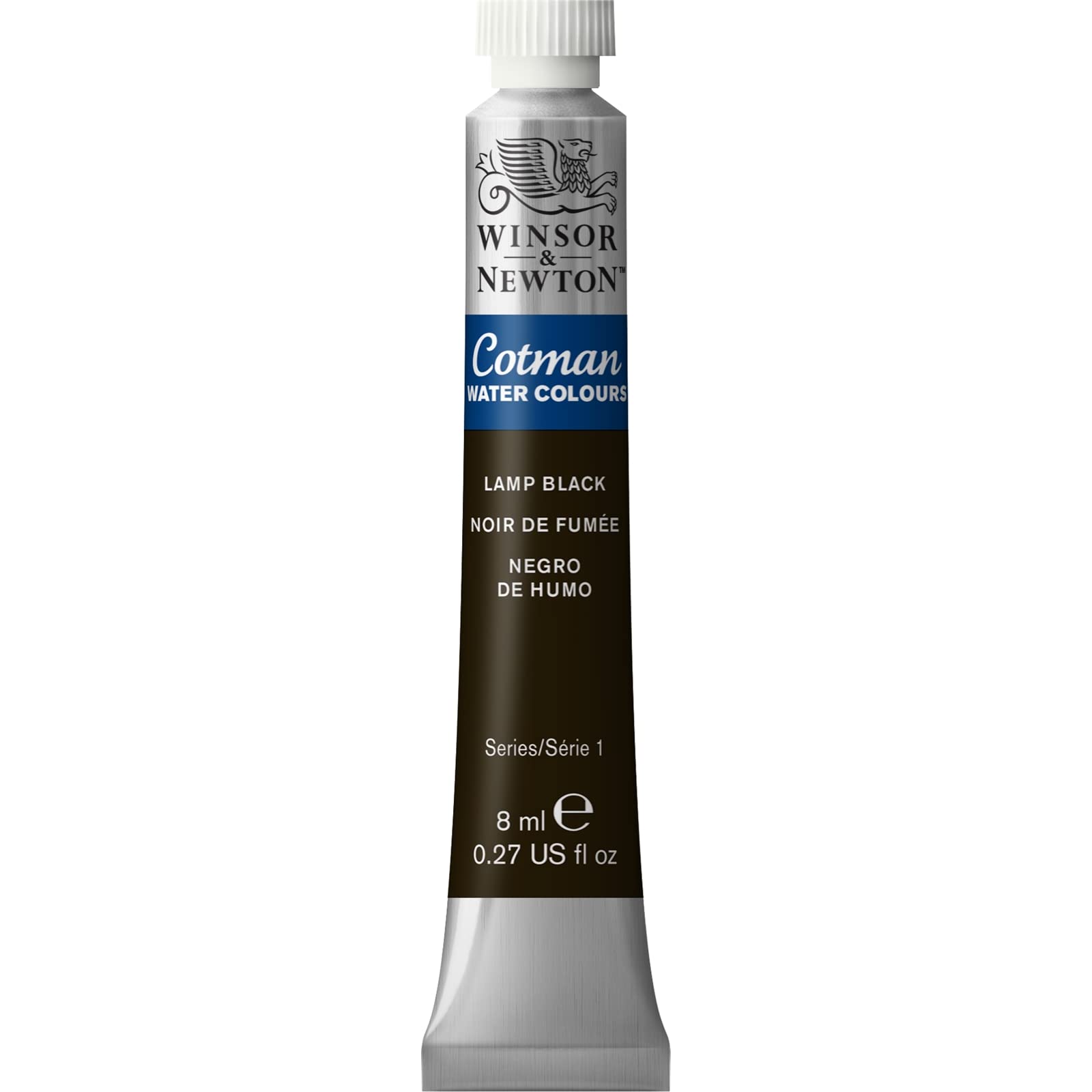 Winsor & Newton Lamp Black Cotman 8840101 Watercolour Paint, Studio Watercolours, Vibrant, High-Quality Colours With Very Good Processing Properties, 8 Ml Tube