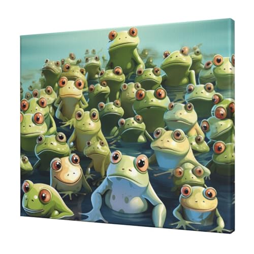 Toile murale grenouilles 50x60 cm art moderne encadré pour salon