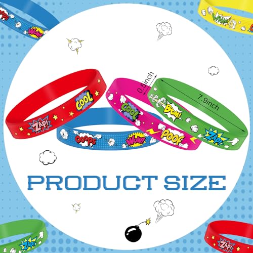 RoundFunny 30 Pcs Hero Party Favor Silicone Bracelets Piñata Fillers for Kids Classroom Prizes Carnival Goodie Bag Stuffers Goodie Rewards Hero Theme Birthday Party Supplies Decorations Gifts
