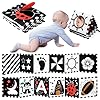 URMYWO Black and White Baby Toys, Tummy Time High Contrast Newborn Toys 0-3 Months, Soft Baby Book, Visual Stimulation Montessori Sensory Infant Toys 0-6-12 Months, Shower Gift, Stocking Stuffers