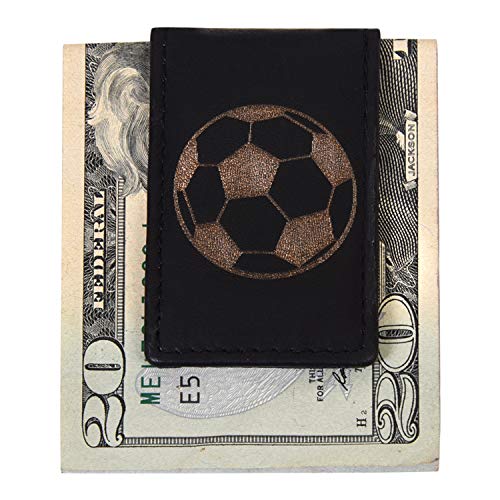 Image of LB LEATHERBOSS Men's New Leather Strong Magnetic Money Clip (Soccer)