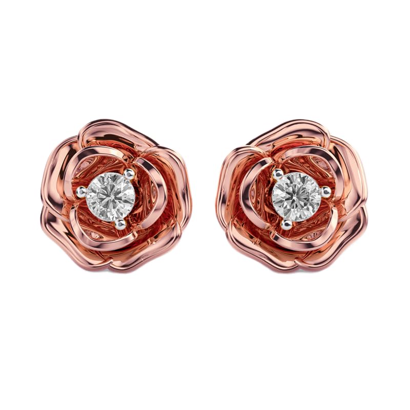 Clous d'oreilles en argent sterling 925 plaqué or avec pierre ronde 0.24ct