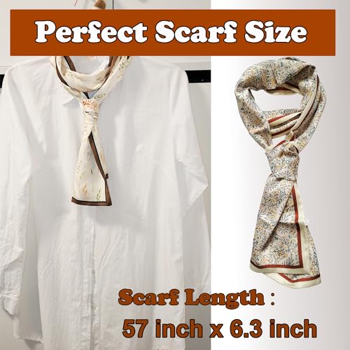 57” Silk Like Head Scarf Satin Scarf Silk Printed Square Neck Satin Scarfs for Bag Hair Scarves Handbag Gift4