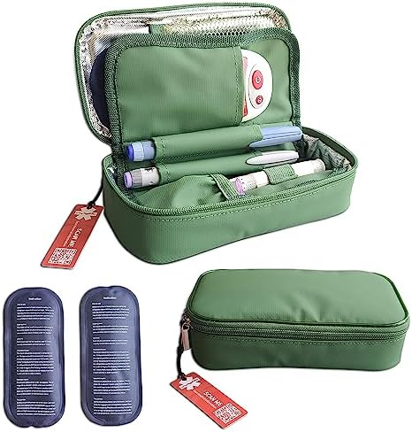 1-WHEAT Insulin Cooler Travel Case Diabetic Insulated Organizer Portable Cooling Bag for Insulin Pen and Medication Diabetic Supplies