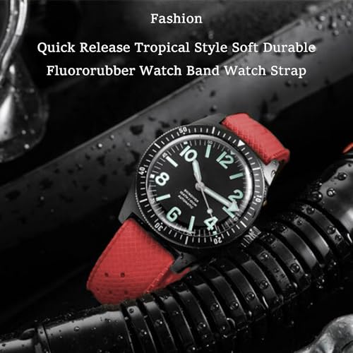 Image of FKM Rubber Watch Bands Tropical Style Quick Release Fluororubber Watch Strap 18mm 20mm 22mm Universal Soft Breathable Durable Sporty FKM Rubber Replacement Band Strap for Men Women