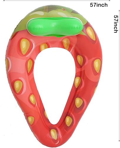 Miniatura 7 de Flotadores inflables de fresa para piscina, juguetes grandes para niños y adultos, balsa de lago con reposacabezas, tumbona inflable de verano,