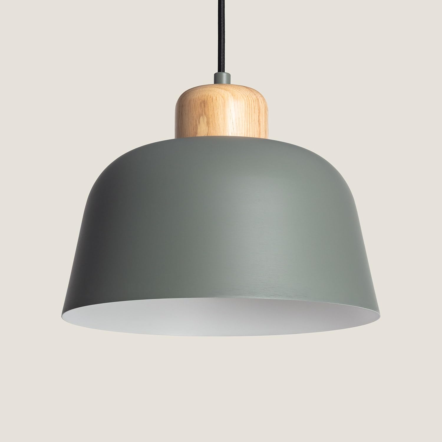 LEDKIA Lámpara Colgante Metal y Madera Wawak Verde Celadón