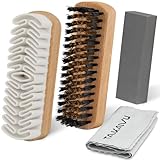 TAKAVU Premium Suede & Nubuck Cleaning Kit - Crepe Brush, Brass Bristle Brush, Microfiber Towel Cloth, Cleaning Block Eraser for Shoes, Boots