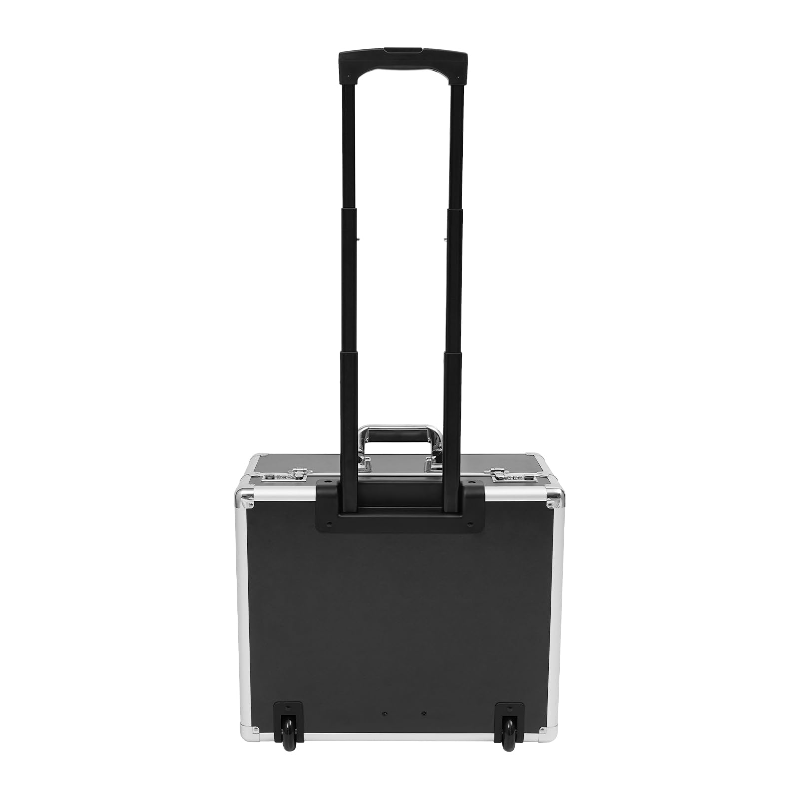 Aktenkoffer Rollbarer Businesstrolley Abschließbarer Aktenbox Pilotenkoffer 48,5 * 23 * 39cm aus Aluminiumlegierung mit Teleskopstange - Schwarz