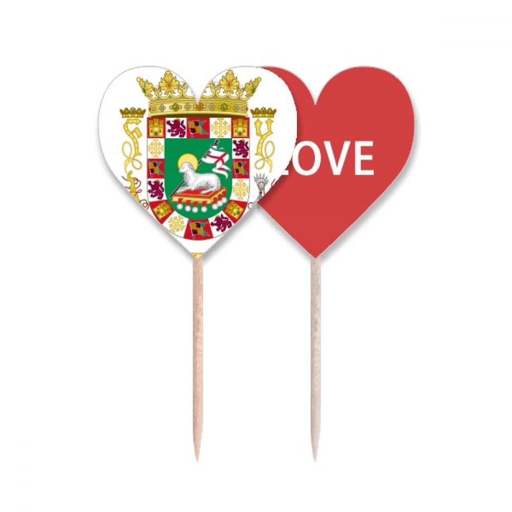 Cure-dents drapeau Porto Rico love pour décoration cupcake et gâteau