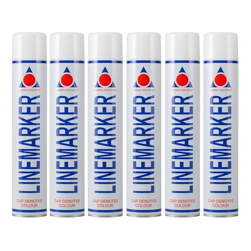 Aerosol Solutions Line Marker, Peinture en spray pour gazon et route, Blanc, 750 ml (Lot de 6)