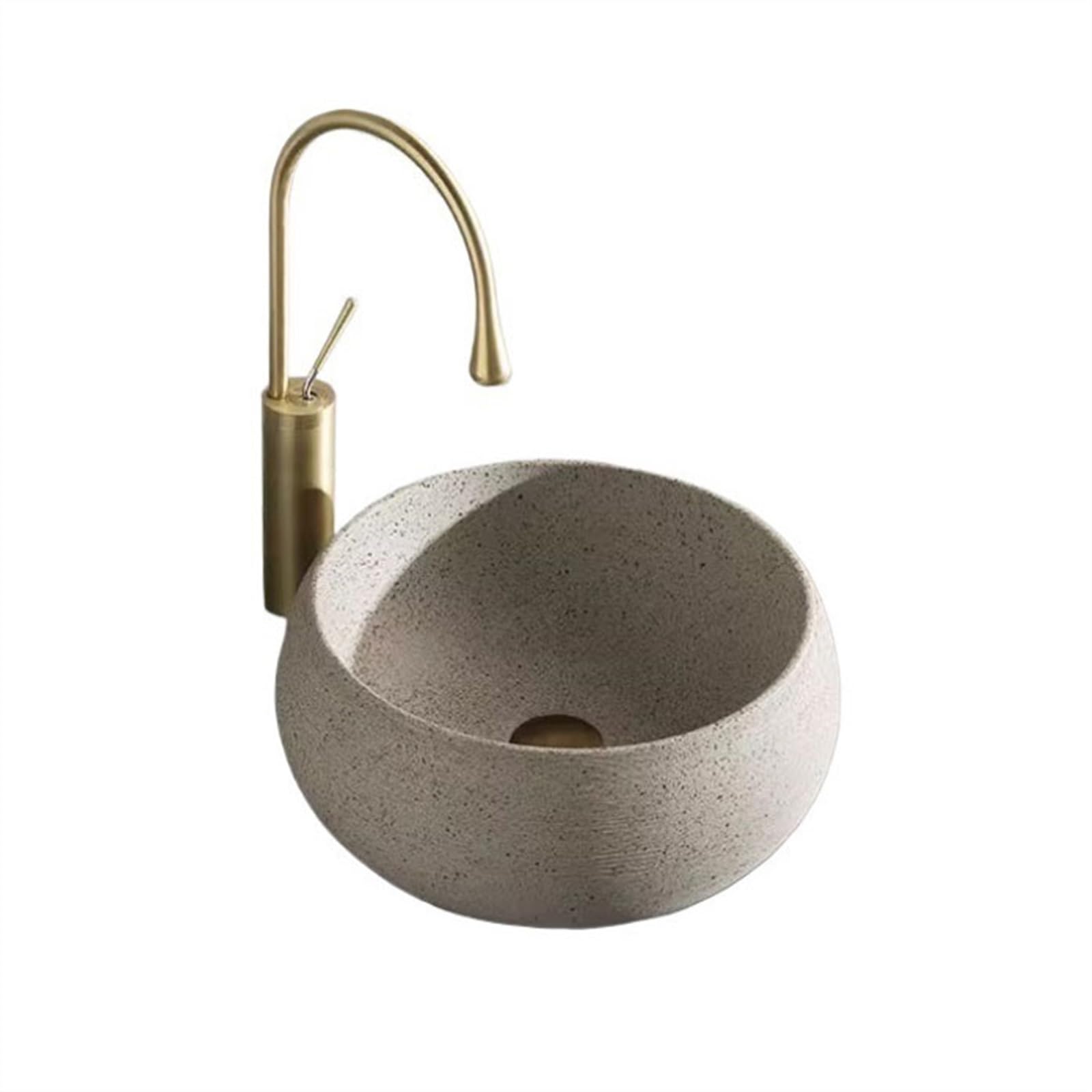 ASerZenith Vessel Vanity Sink Retro Simple Round Above Counter Basin Household Wash Basin Ceramic Bathroom Sink Balcony Toilet Wash Basin Modern Countertop