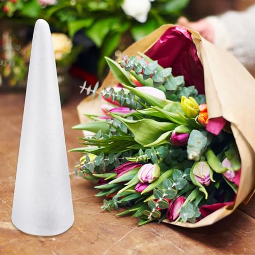 Cono de espuma blanca de 30 cm para árbol de Navidad y centro de mesa 4