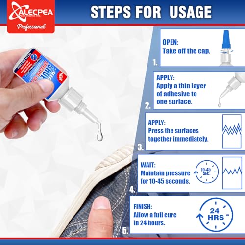 alecpea 30g shoe glue - ultimate strength adhesive for for soles boots sneakers heels hiking shoes leather handbags - quick set in 15 seconds
