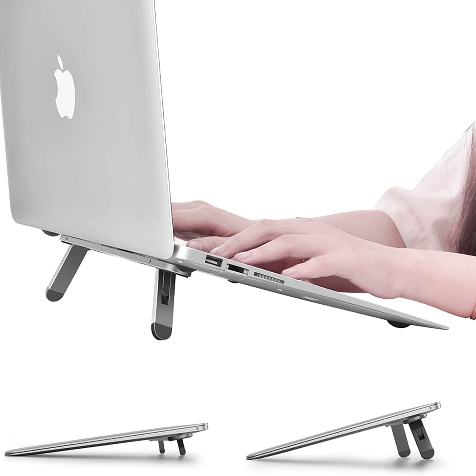 Mabor 2 stuks Dual Adjustment toetsenbordstandaard, opvouwbare laptopstandaard, toetsenbordverhoging, zelfklevende laptopvoeten met antislip siliconen, onzichtbare toetsenbordstandaard voor de meeste