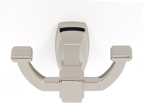 Miniatura 5 de Acabado de gancho de bata doble montado en la pared níquel satinado