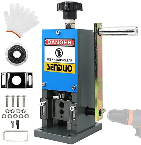SENDUO Manual Wire Stripping Machine Speed 50FT/MIN Wire Stripper Machine Wire Gauge Range 0.06-1inch Portable Copper Wire Peeler Machine for Scrap Copper Wire Cable Stripping