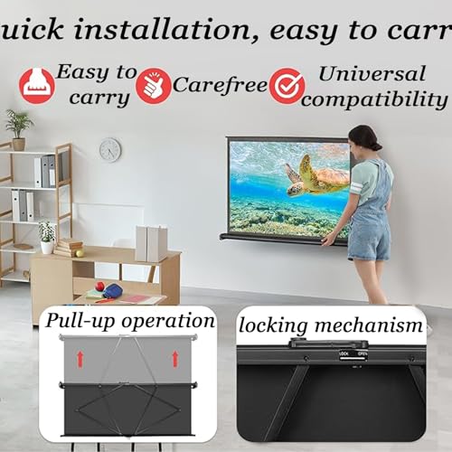 Pantalla de proyector portátil plegable antiarrugas 4:3/16:9 con soporte, ligera y duradera, pantalla de película al aire libre 4K HD con bolsa de transporte (30in/4:3) miniatura 5