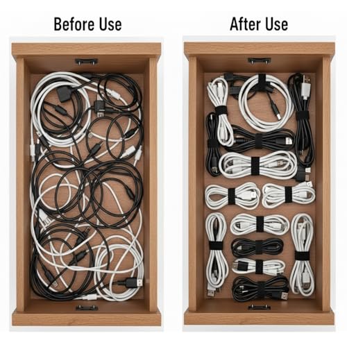 Cintas reutilizables para gestión de cables, 56 yardas x 1/2 pulgada, correas resistentes de gancho y bucle para organización de cables, enrolladores autoadherentes para escritorio, PC, TV, oficina y hogar miniatura 3