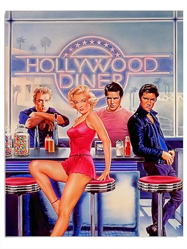 Hollywood Diner Classic Movie Stars - Vintage 1950s Americana Wall Art for Retro Home Office Cafe Decor - 11x14 Unframed Print