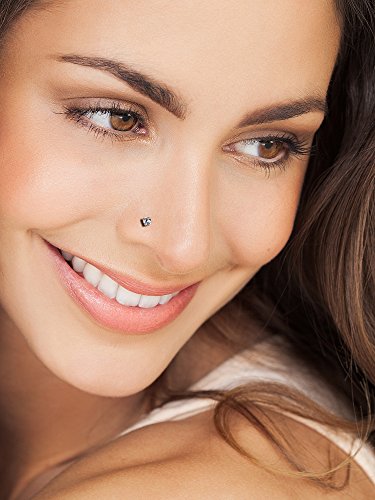 Mudder 15 Pieces 20 Gauge l Shaped Nose Ring Curved Cubic Zirconia Nose Studs Bend Bar Piercing Jewellery for Women Men 15 Colors2