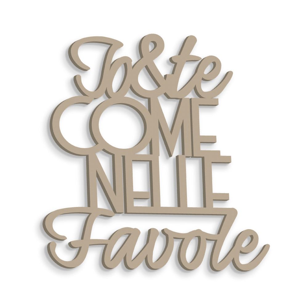 Declea Home Decor Scritta in Legno da Appendere Come nelle Favole Targa Decorazione per la Casa Arredo, Frase da Appendere in Legno Amore