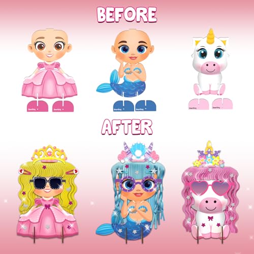 Image of Smartivity Snip 'N' Style Hair Styling Craft Kit for Kids | DIY Scissor Skills & Creativity Activity Set | Includes Princess, Mermaid & Unicorn Figures | STEM Art & Craft Toy for Girls Ages 4-8 Years