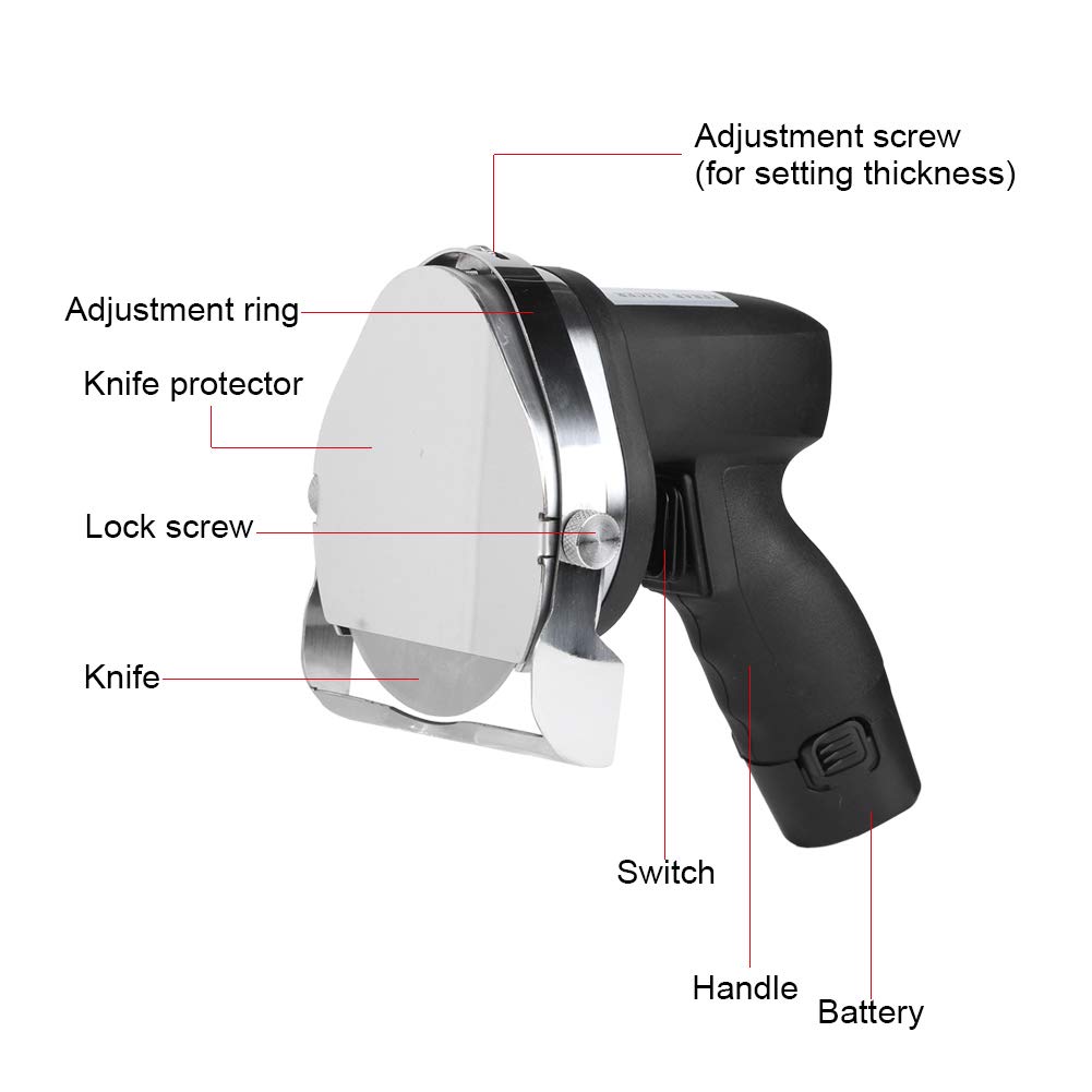 Cuchillo Eléctrico para Kebab, Cortador de Carne de Mano de Espesor Ajustable con Ergonómico Cómodo para Pollo con Carne de Cordero, Uso Comercial Doméstico